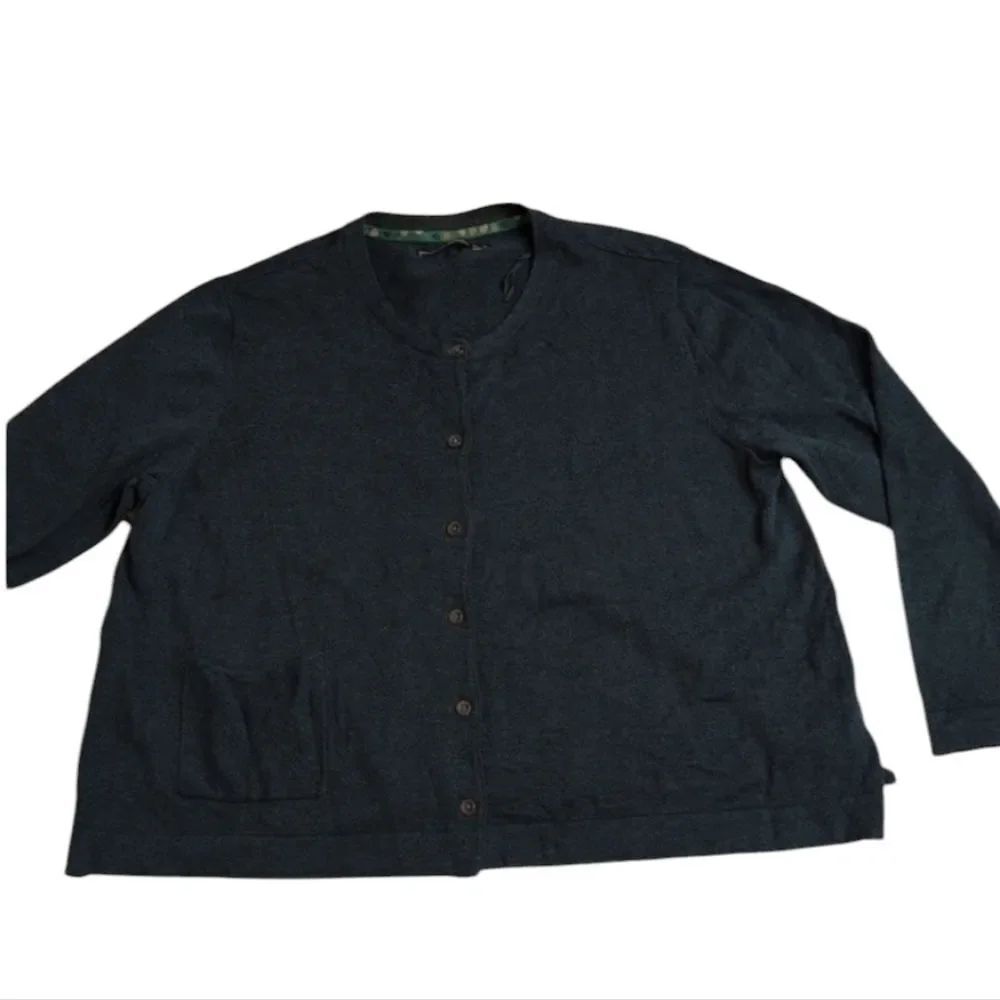 Gudrun Sjoden Organic Cotton Blend Cardigan Teal Buttondown Size XXL